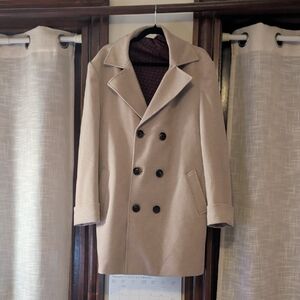 State & Liberty Double Breasted Overcoat - Tan